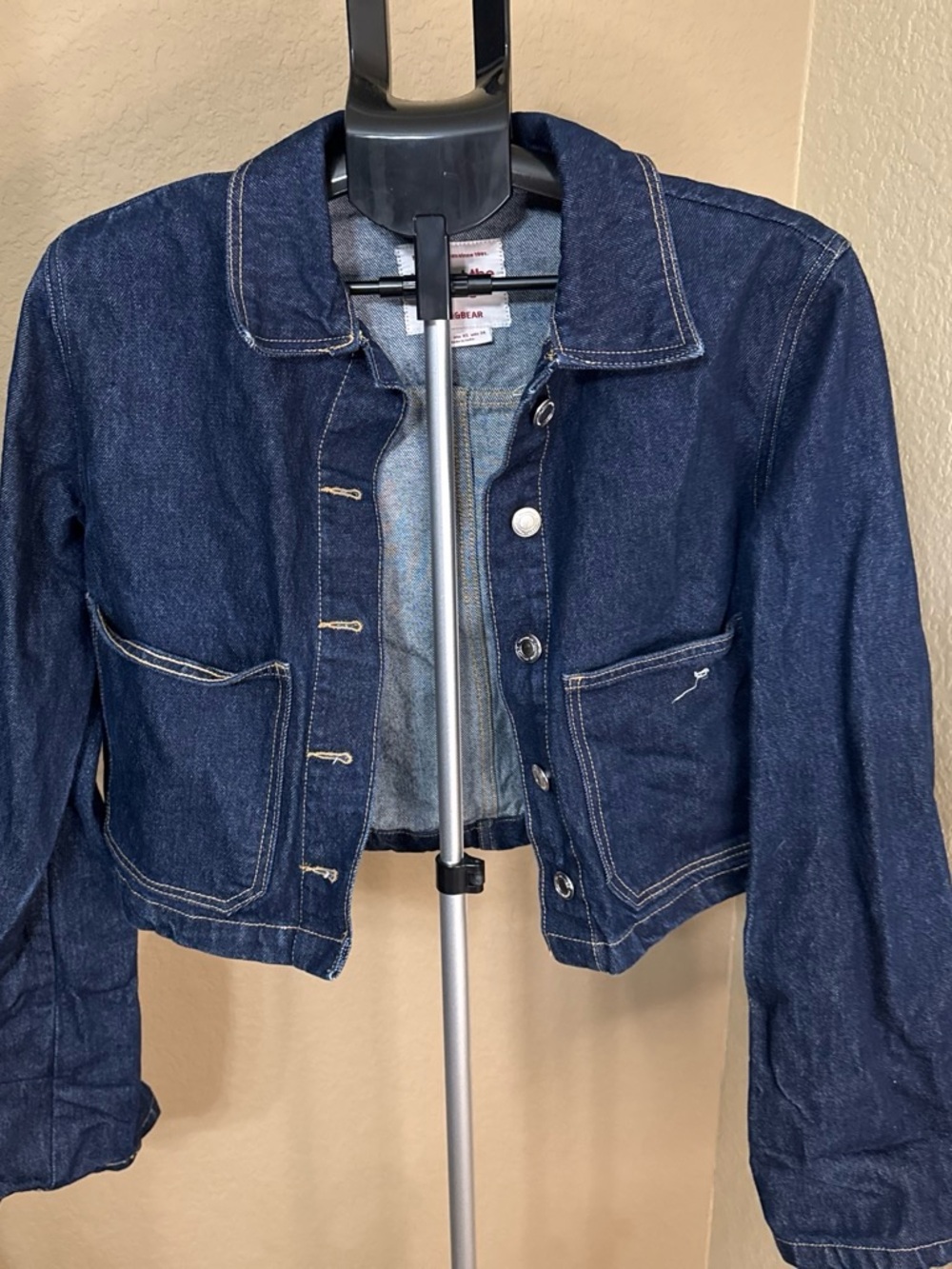 Pull&Bear Cropped Dark Blue Denim Jacket